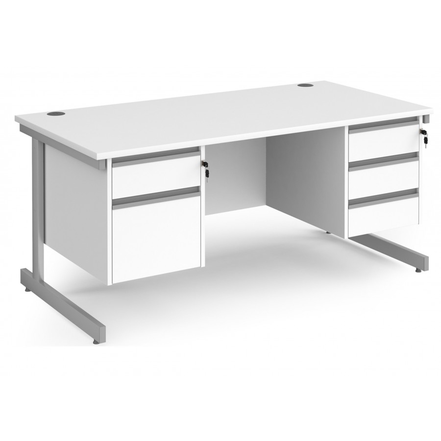 Harlow Straight Desk with Two and Three Drawer Pedestals